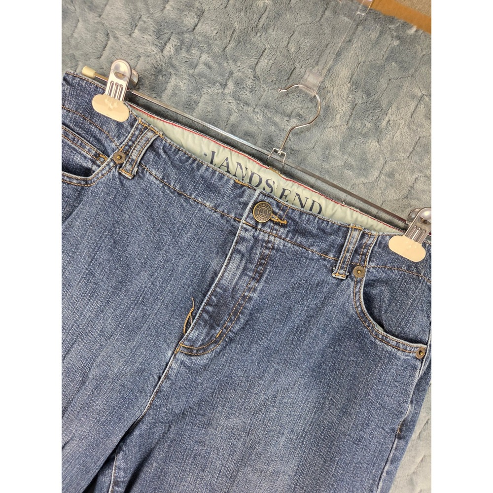 Lands End Womens 16 Original Fit Bootcut Jeans Blue Medium Wash Classic Waist